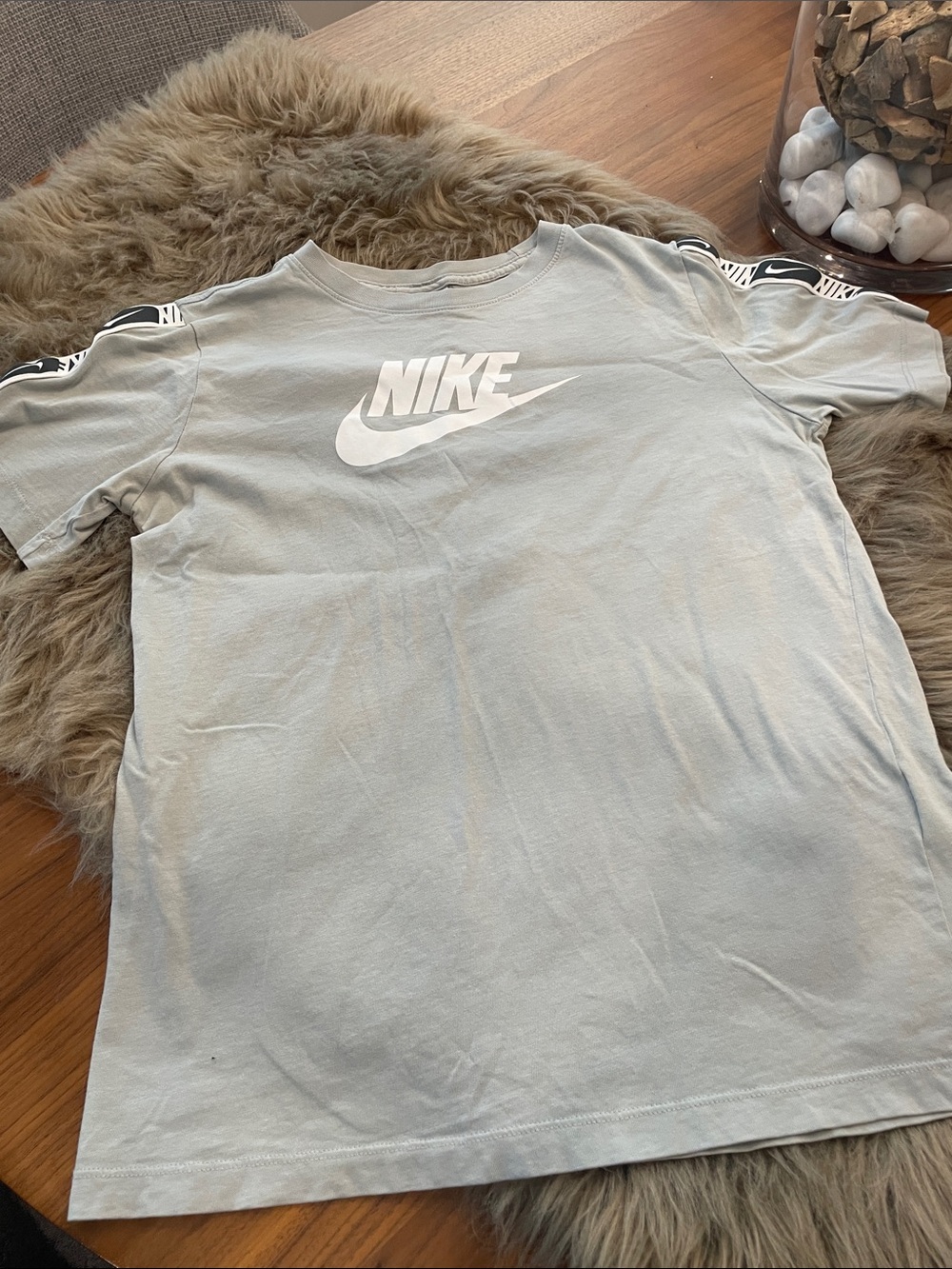 Nike Kids Pale Blue Logo Tee with White Swoosh